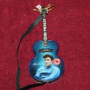 Elvis Presley Musical Guitar Ornament Plays I'll Be Home For Christmas